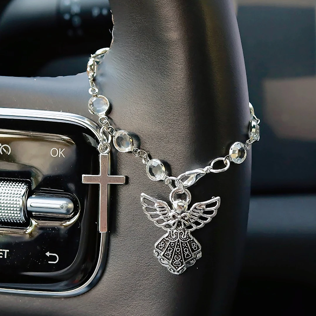 Sparkling Crystal Angel Cross  - Car Accessories Must Have review and price