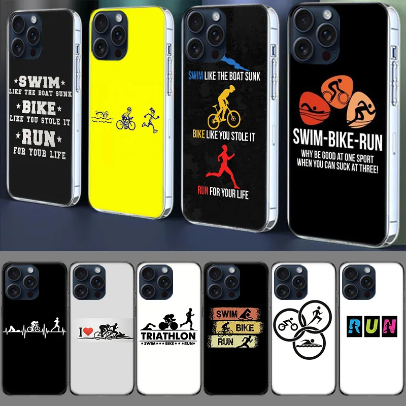 Triathlon Swim Bike Run Capa Phone Case For Iphone 17 Air 16 Pro Max 15 12 Pro 14 Plus 17E 16E 11 13 Mini Cover Cases Fundas Cel