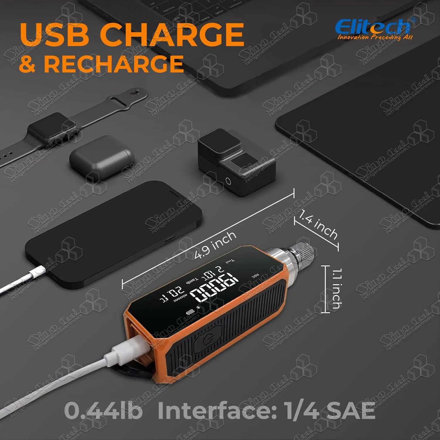 2026 Elitech HVAC VGW-Mini Medidor de micras inalámbrico Medidor de vacío digital de 1 ~ 19,000 micrones