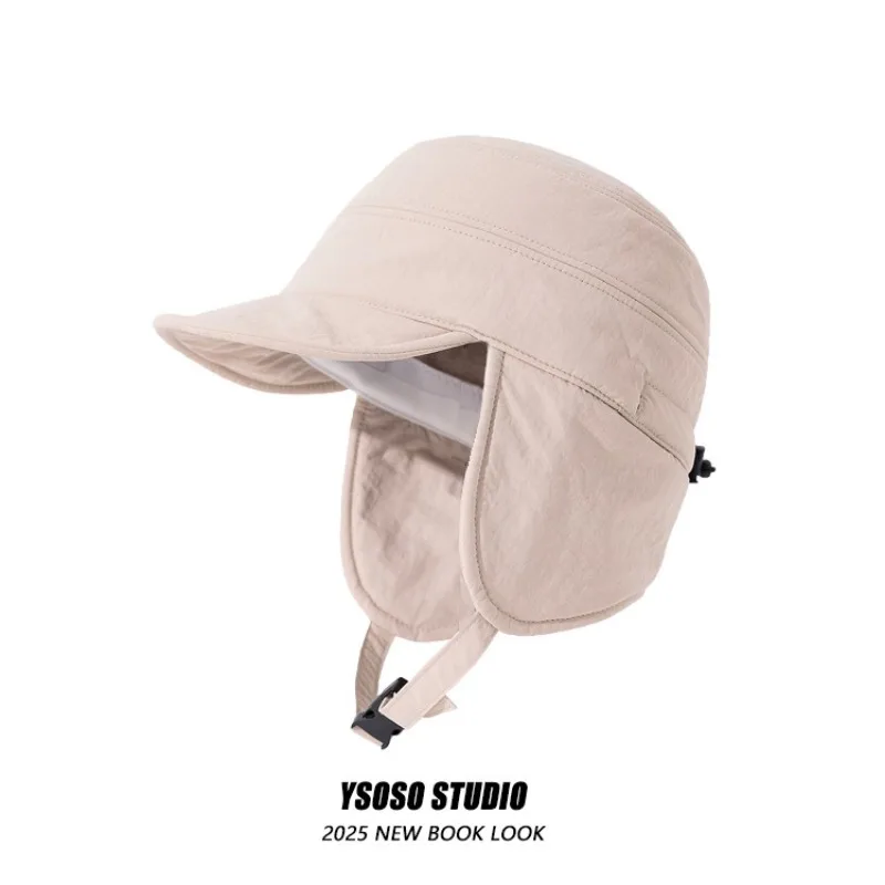 Unisex Autumn Winter Rainproof Warm Fleece Lined Riding Ear Flap Cap Windproof Cold Hat