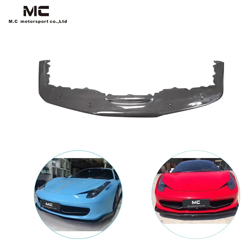 Carbon Fiber Front Lip For Ferrari F458 hardtop V Style Carbon Fiber Side Skirt Italia 458 Front Lip 2011-2016