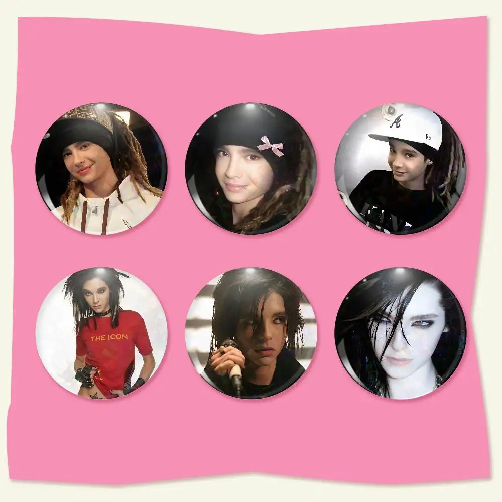 Tokio Hotel Tom Bill K-Kaulitz Snap-in Pins Cartoon Character Round Creative Brooches for Backpack Accessories Jewelry Gifts