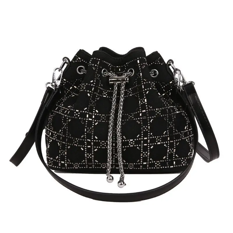 Women's New Shoulder Crossbody Portable Bucket Bag Internet Celebrity Korean Version Foreign Style Diamond-encrusted Women's Bag
