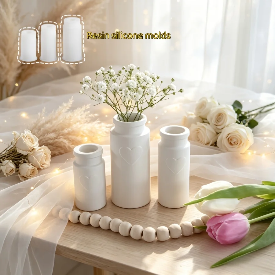 DIY clay mold, three pieces for sale, large,medium, small, heart vase decoration mold,suitable for making dropper gypsum candles