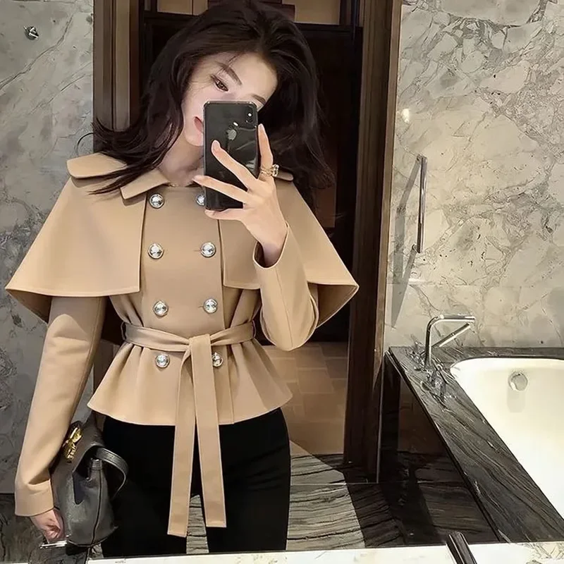 

Chic Cape Jacket Women's Overcoat 2026 Spring Autumn New Unique Beautiful Super Good-Looking Loose Fake Two-Piece Short Tops