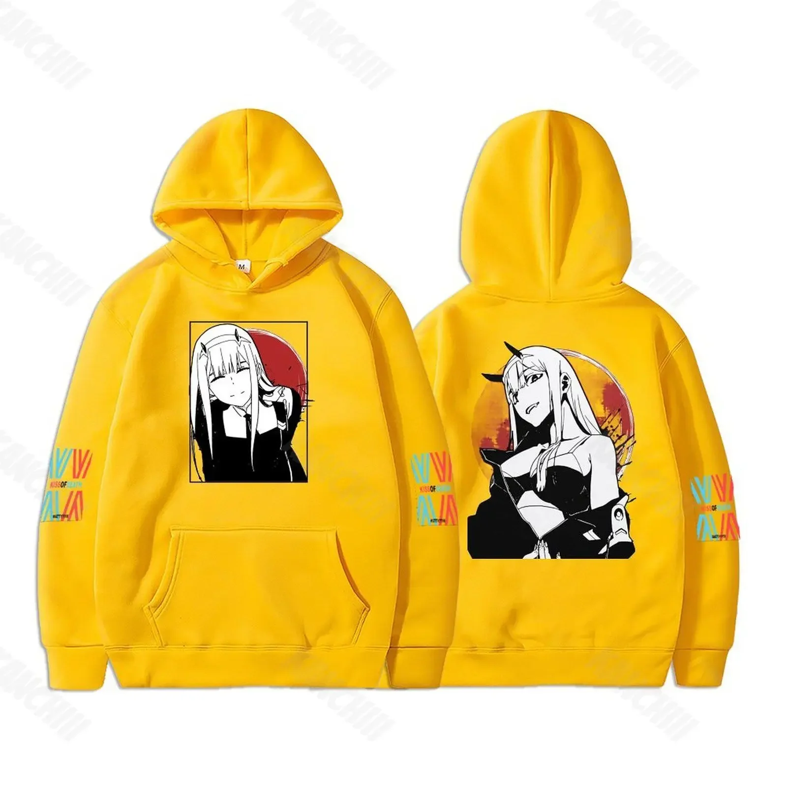 Hot Anime DARLING in the FRANXX Men Women Hoodies Zero Two Graphic Print Hooded Plus Size Sweatshirt Harajuku Unisex Pullover