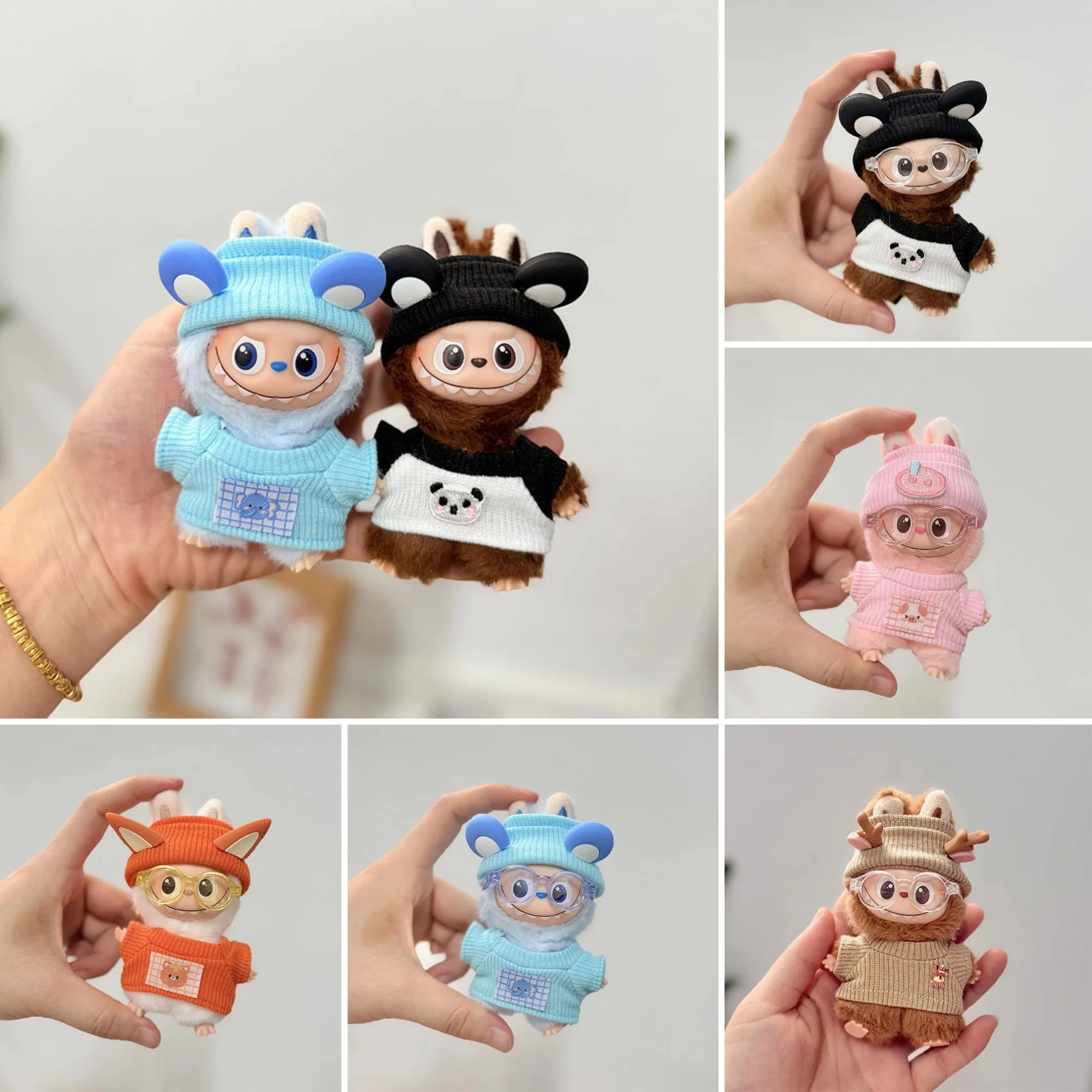 Одежда для LABUBU 4,0, поколение 10 см, мини-код сердца, серия кукольных нарядов, эластичный топ в рубчик с изображением животных, комплект из 2 предметов Одежда для LABUBU 4,0, поколение 10 см, мини-код сердца, серия кукольных нарядов, эластичный топ в рубчик с изображением животных, комплект из 2 предметов