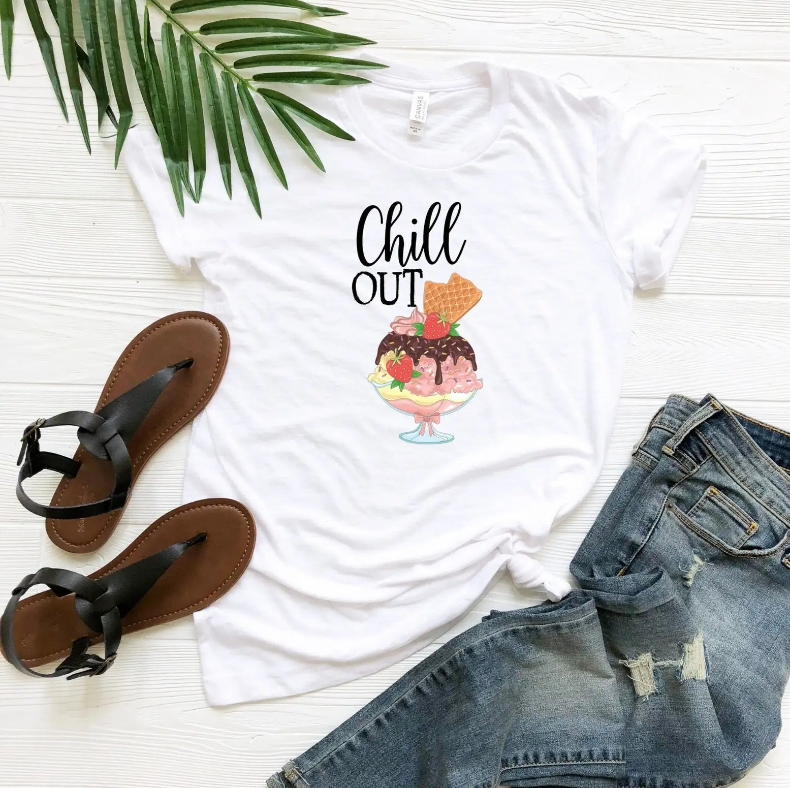 Chill Out Ice Cream T Shirt Summer Vacation Beachy Mode Trip Beach