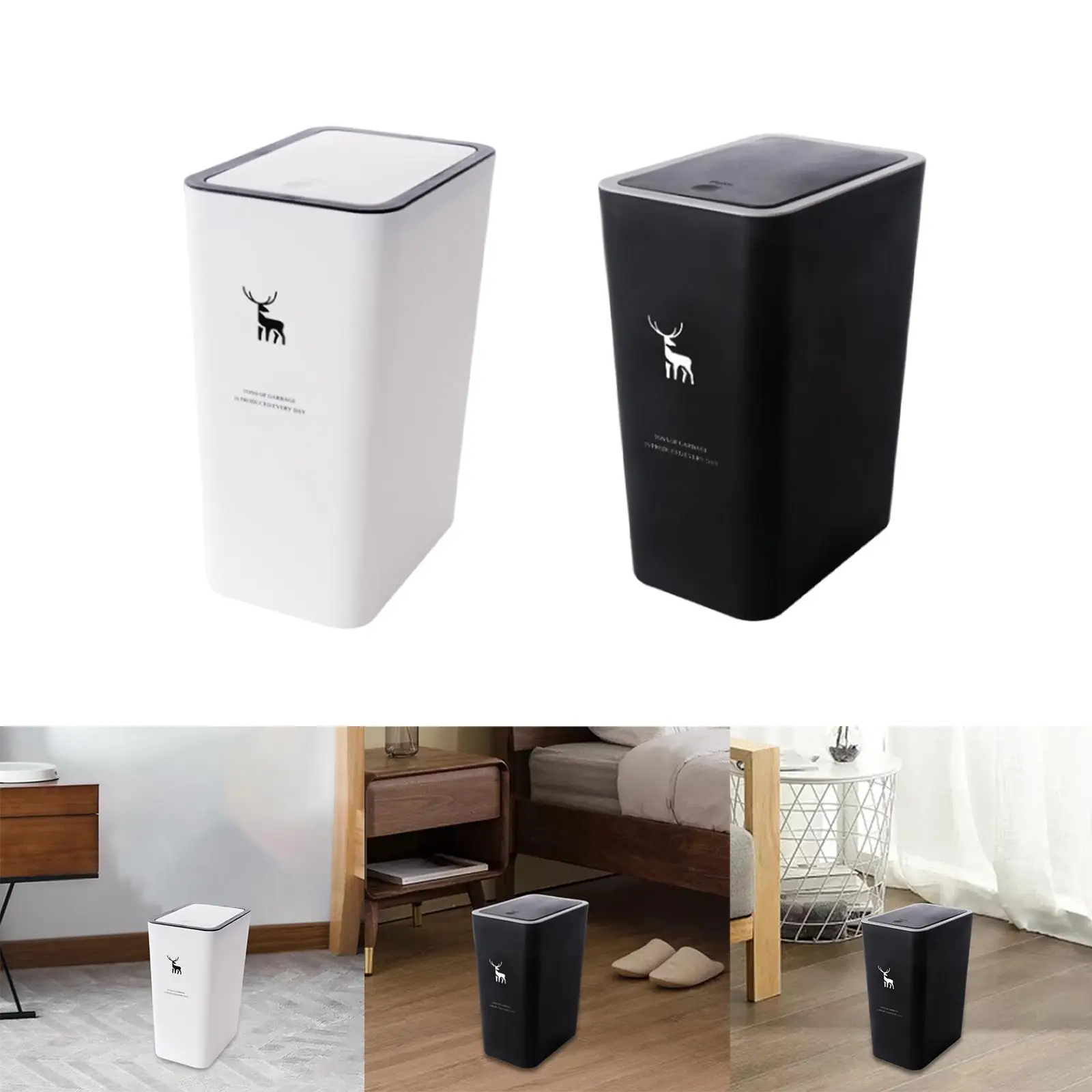 Garbage Can Multifunction Press Type Save Space Garbage Bin Garbage Storage Bin for Kitchen Outdoor Bathroom Toilet Door