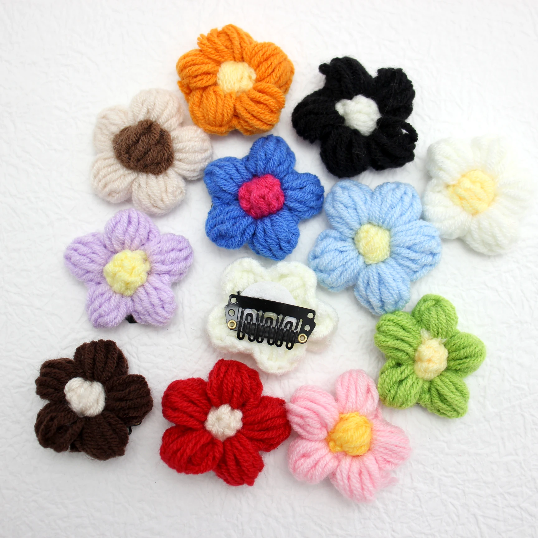 10pcs Newborn Little Knitted Flower Small Hairpin Baby Girls Fine Wispy Hair Mini Latch Wisp Clip Kids Hair Flower BB Barrettes