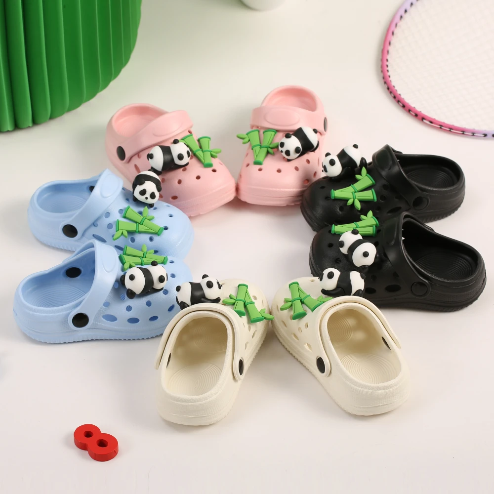 

Summer home slippers comfortable panda bamboo DIY hollow breathable children's casual outdoor walking travel bathroom slippers