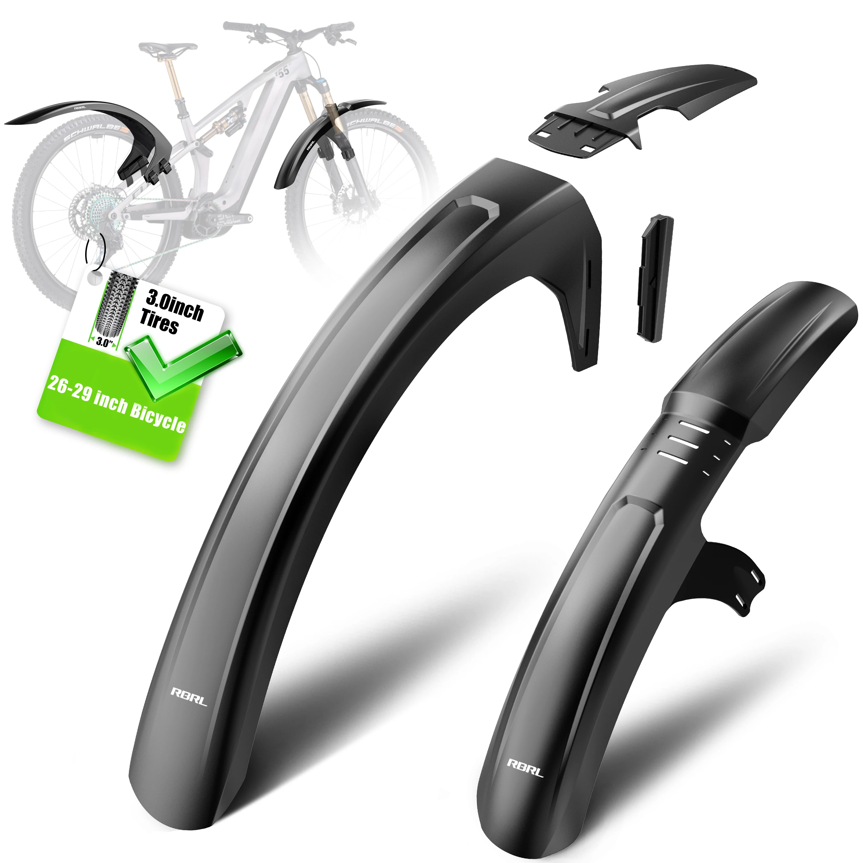 AliExpress NONE RBRL MTB Bicycle Mudguard Velcro Quick Release Bike Fenders Full Coverage Extended Widen Fender for 26-29 Electric Cycling
