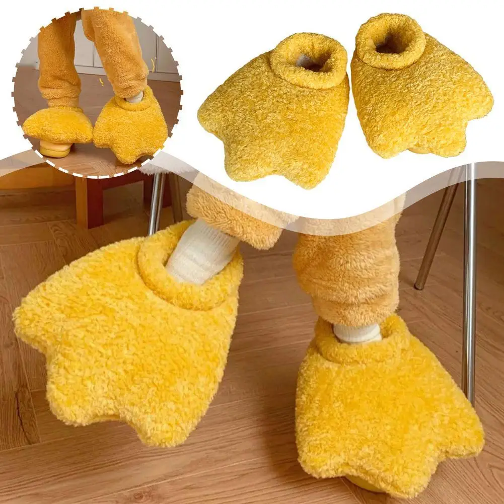 Plush Slippers Cute Stuffed Duck Shoes Warm Comfort Fuzzy Slippers  Indoor Outdoor Slip Warm Anti Skid Sole Home Slippers