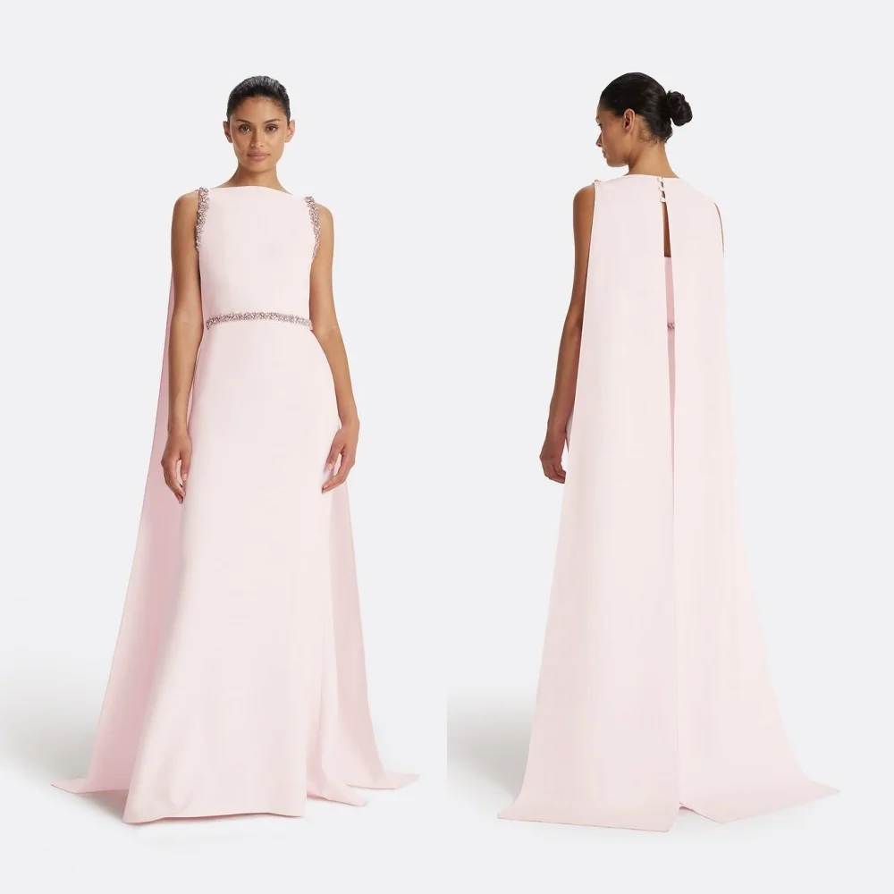 

Customized Jersey Rhinestone Boat Neck Trumpet Long Dresses Bespoke Occasion Evening Party Gown Exquisite Glitter Formal