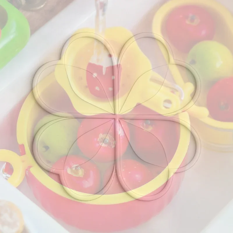 4Pcs Dollhouse Mini Fruit Vegetable Draining Basket Double Layer Realistic Tray Model for Dollhouse Kitchen Decor Props