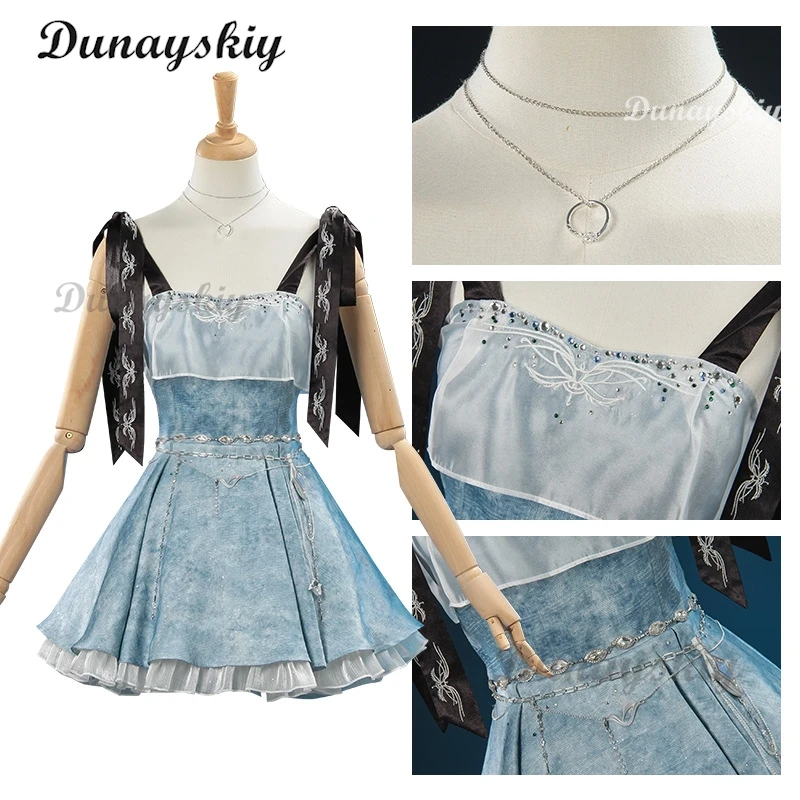 مجموعة زوجين من Love and Deepspace Caleb - فستان قصير أزرق للنساء |   زي الفتيات لحفلة الهالوين