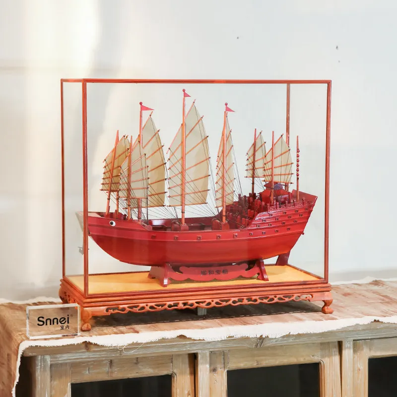 Daming Zhenghe treasure boat sailing model craft ornament simulation smooth sailing