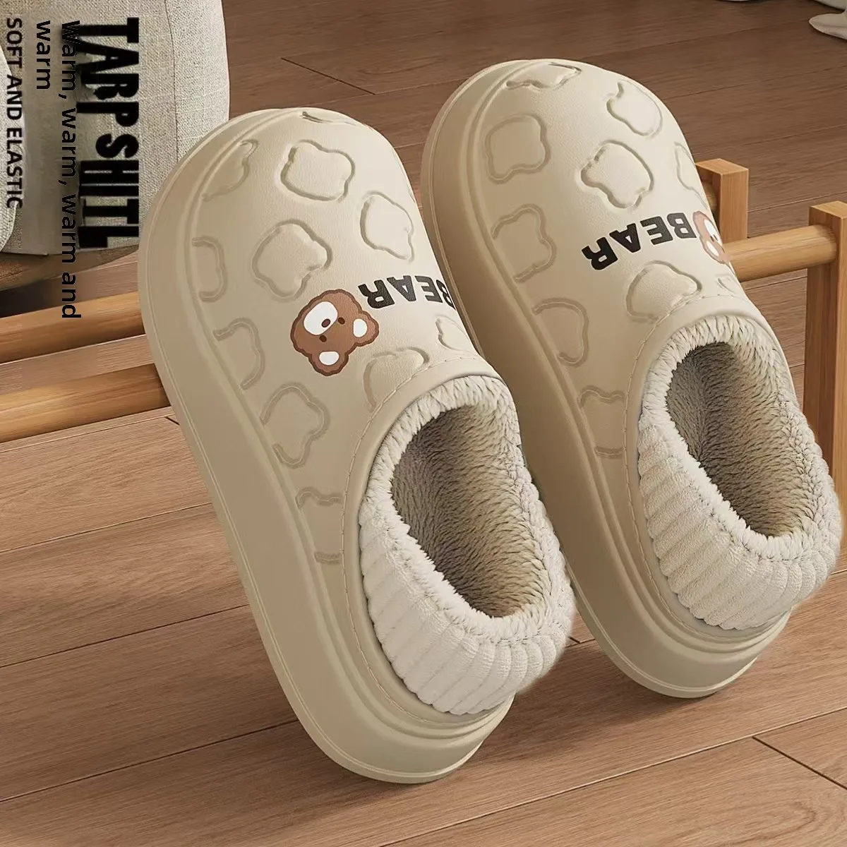 شباشب قطنية للرجال والنساء، موديل شتوي جديد، مضادة للانزلاق، دافئة ومبطنة، مقاومة للماء، أحذية منزلية سهلة الارتداء