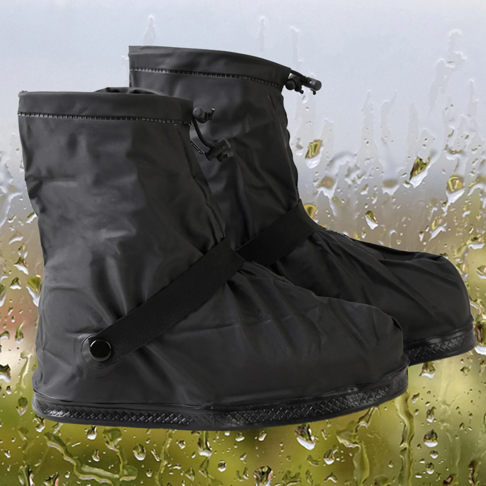 

Waterproof Shoes Cover Reusable Non-Slip Rainproof Boot Covers for Rainy Days Zipper Closure Eco-Friendly Cycling