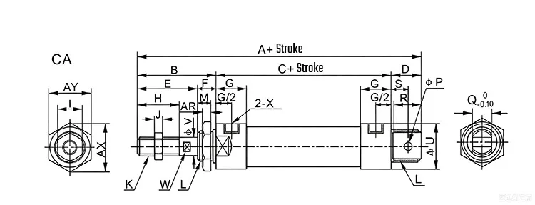 LAIZE MAL Mini-Zylinder, pneumatischer, doppeltwirkender Luftzylinder aus Aluminiumlegierung – Detail 7
