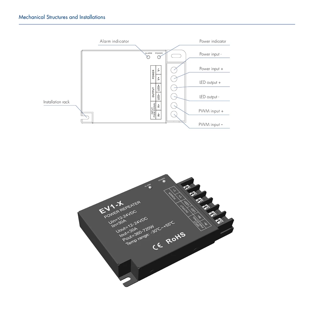 Skydance EV1-X DC12-24V 1CH*30A Constant Voltage Power Repeater For Single color Signal Amplifier For Controller LED Strip Light