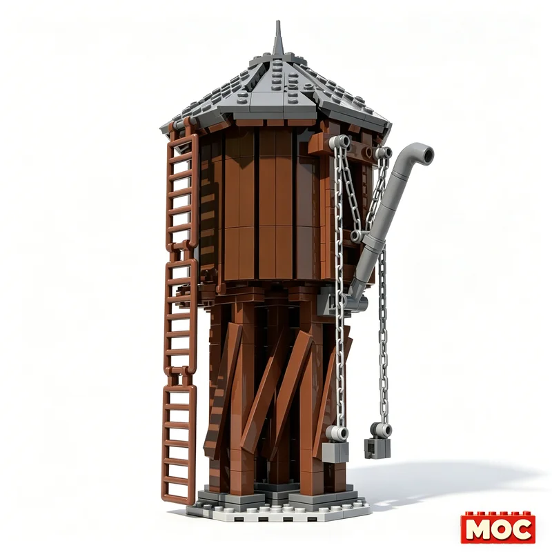 663PCS New Orleans Square Water Tower Railroad MOC Model Custom Blocks DIY Assembly Educational Toy For Disney Fans Display Gift