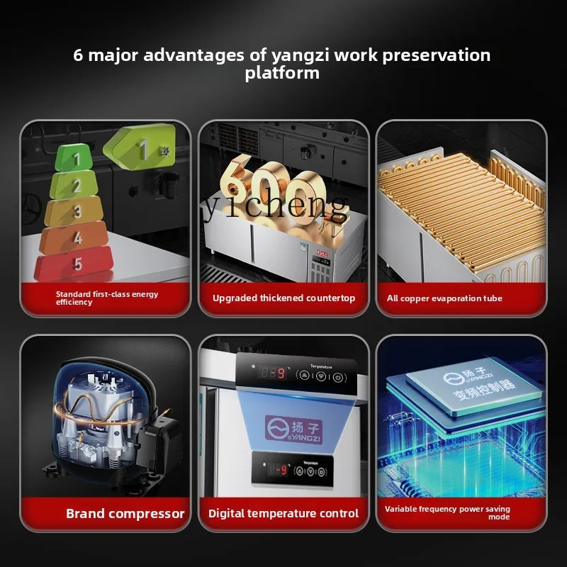 Congelador comercial TQH, congelador plano, banco de trabajo refrigerado, congelador refrigerado, té de la leche, barra de agua, mostrador, cocina fresca