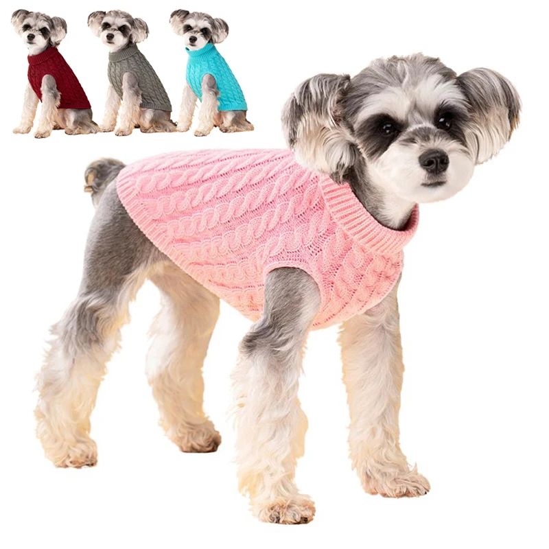 Winter Hund Stricken Pullover Weiche Warme Welpen Kleidung Für Kleine Hunde Katzen Kostüm Solide Haustier Pullover Rollkragen Chihuahua Mops Jacke