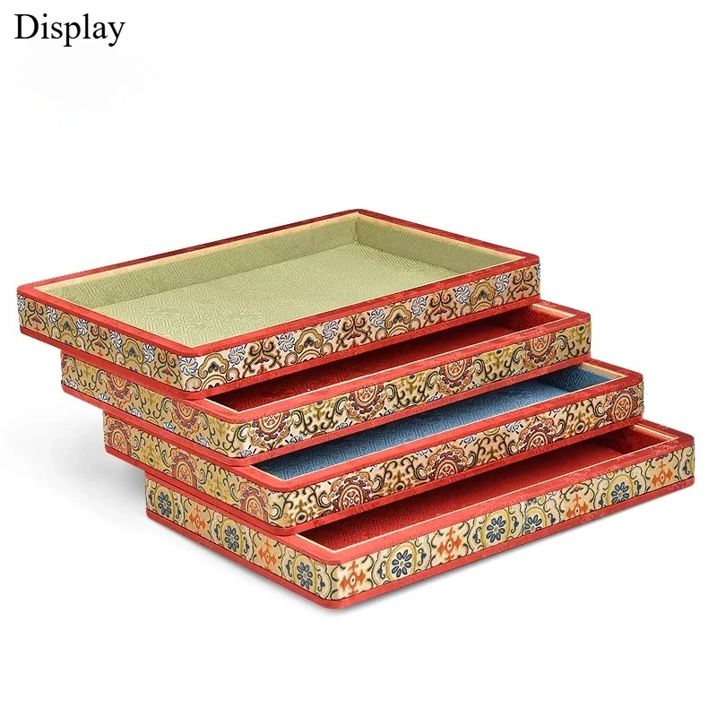 

Поднос для демонстрации ювелирных изделий в дворцовом стиле, роскошный бархатный держатель для колец, браслетов и бусин, подставка для оценки нефрита для витрин