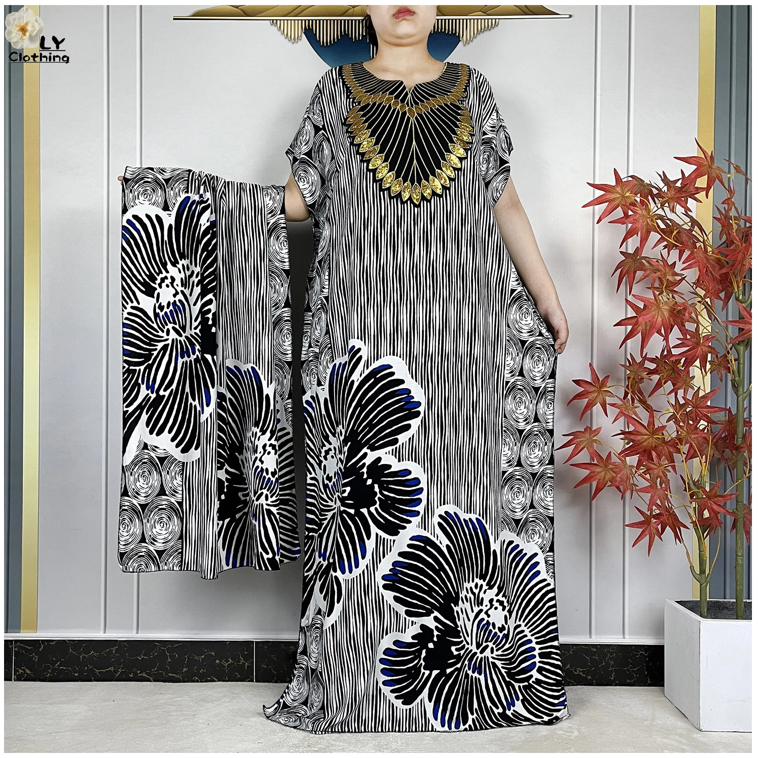 2026 Latest African Abaya Clothing Short Sleeve Dress Printed Cotton Women Long Dress Dubai Casual Holiday Fashion Party Dresses