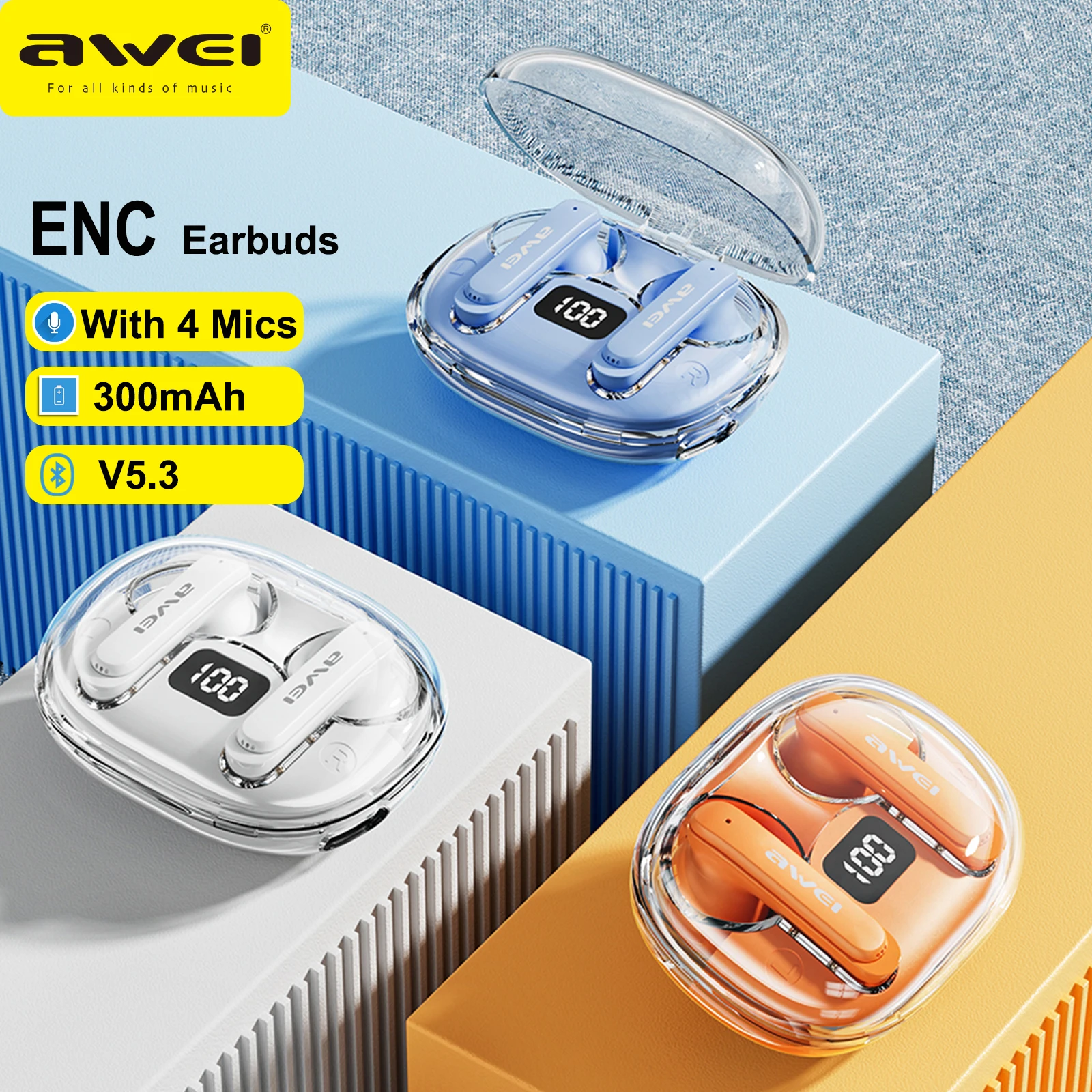 Awei T86ENC wireless Bluetooth Headset 4 microphone Bluetooth IPX6 strong waterproof Bluetooth headset ENC noise reduction