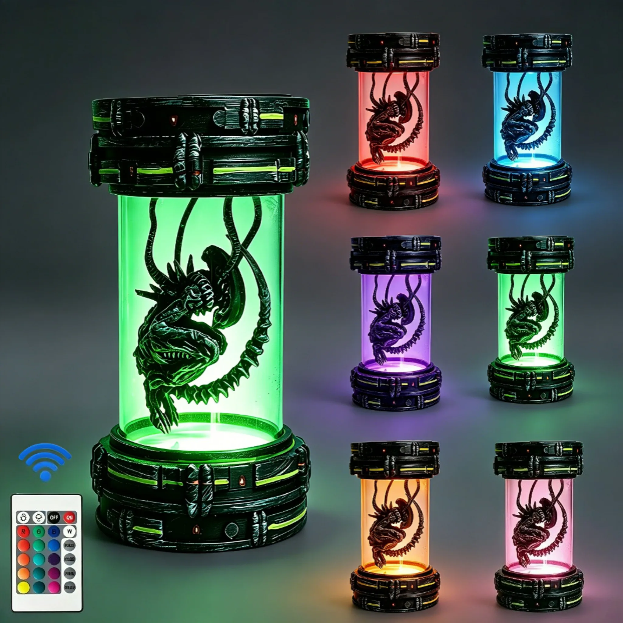 Special Shaped Alien Light with Remote Control RGB Dimming Resin Craft Collection Souvenir Halloween Decoration Gift