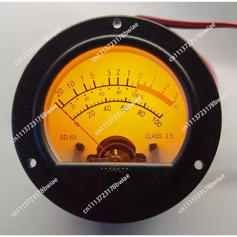 Retro Round Black Meter Head (SD-65) – Analog VU/Voltmeter with Yellow Backlight