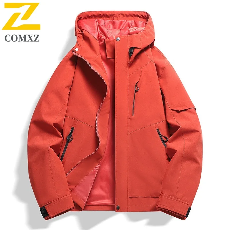 

COMXZ Мужская универсальная куртка с капюшоном Классическая водонепроницаемая ветрозащитная уличная приключенческая велосипедная альпинистская красивая верхняя одежда для отдыха