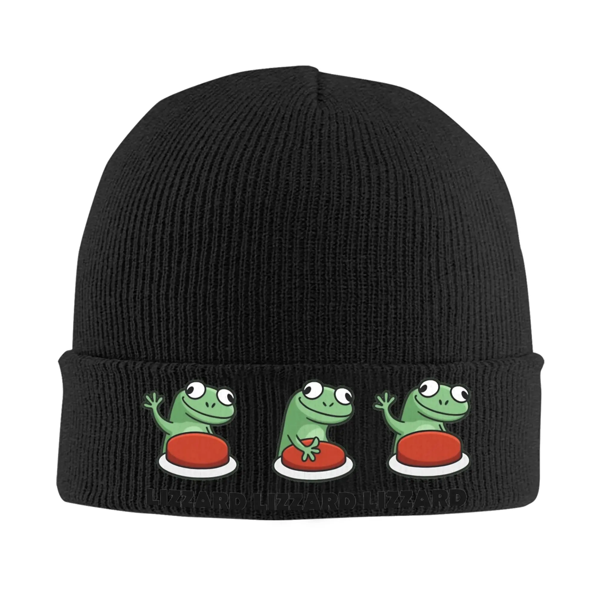 Tom Lizard Lizard Lizard Meme Derpy Lizard Button Hat Autumn Winter Skullies Beanies Street Cap Unisex Acrylic Knitted Caps,