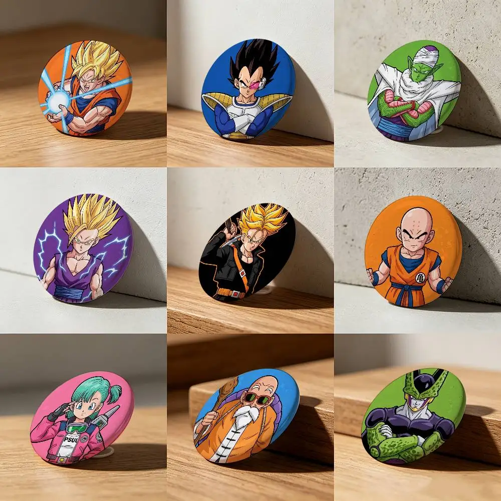 Dragon Ball Son Goku Laser Diamond Texture Button Pins Tinplate Brooches Cartoon Creative Badge For Backpack Clothes Decor