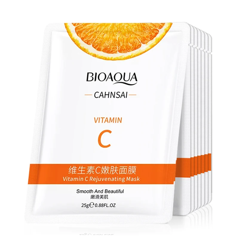 5pcs/10pcs BIOAQUA Vitamin C Facial Mask Face skincare Moisturizing Face Mark Brightening Repairing Facial Masks Face Skin Care