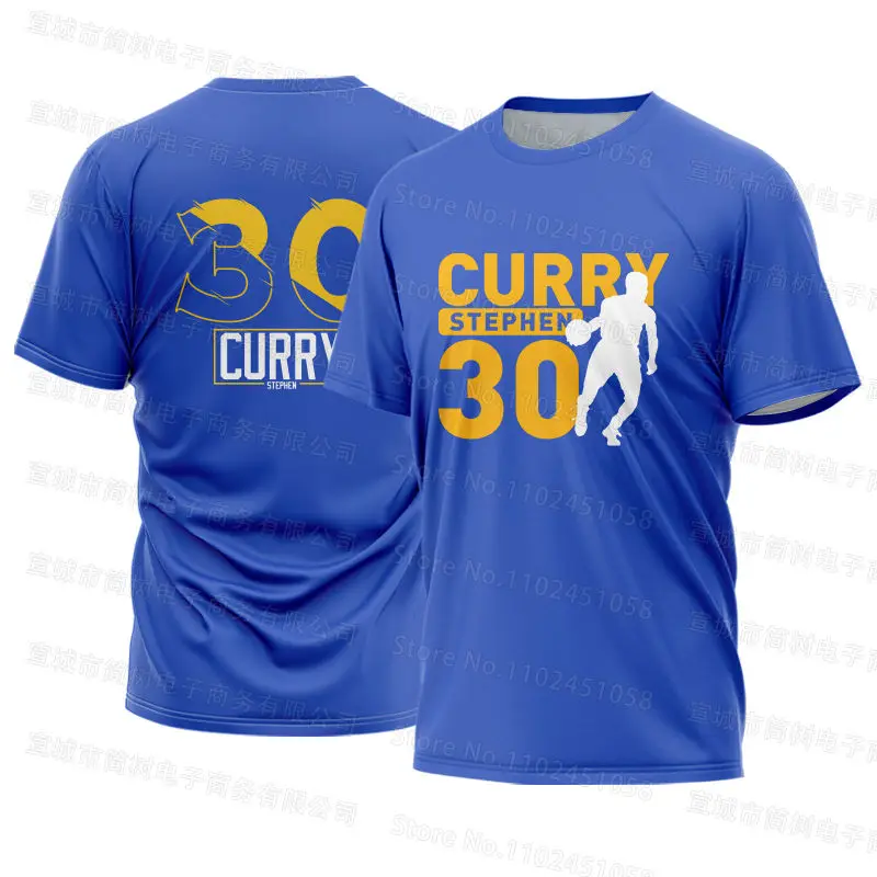 Curry Warriors Jersey Men Summer T-Shirt Sports Casual Black Round Neck Basketball Shirt