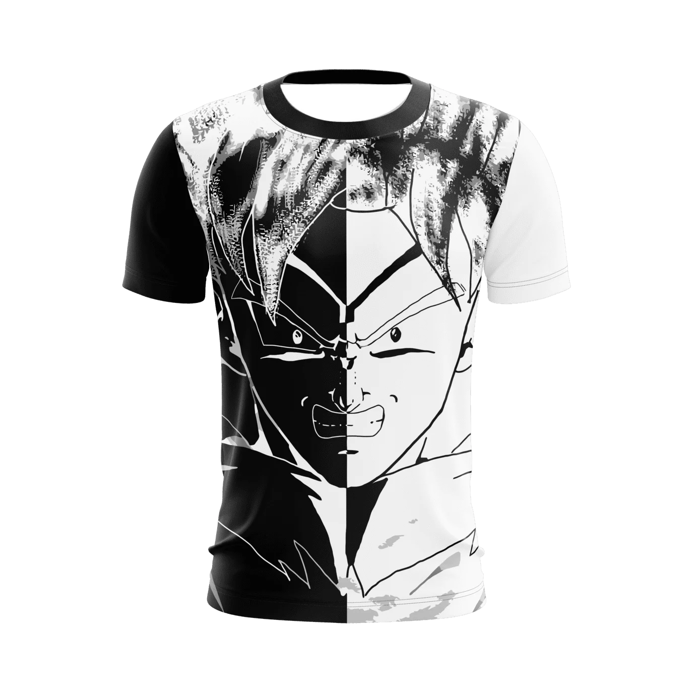

Japanese Anime Dragon Ball Black and White Contrast Color Unisex Bandai Summer Sports Quick-Drying Breathable Cosplay T-Shirt