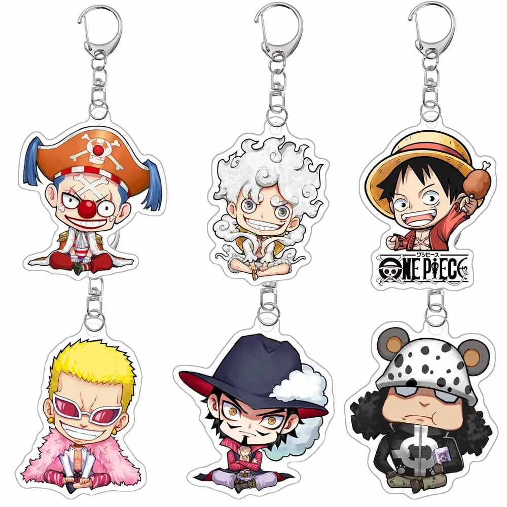 Anime One Piece Key Chain Roronoa Zoro Monkey D. Luffy Usopp Buggy Boa hancock Acrylic Keychain Pendant Accessories