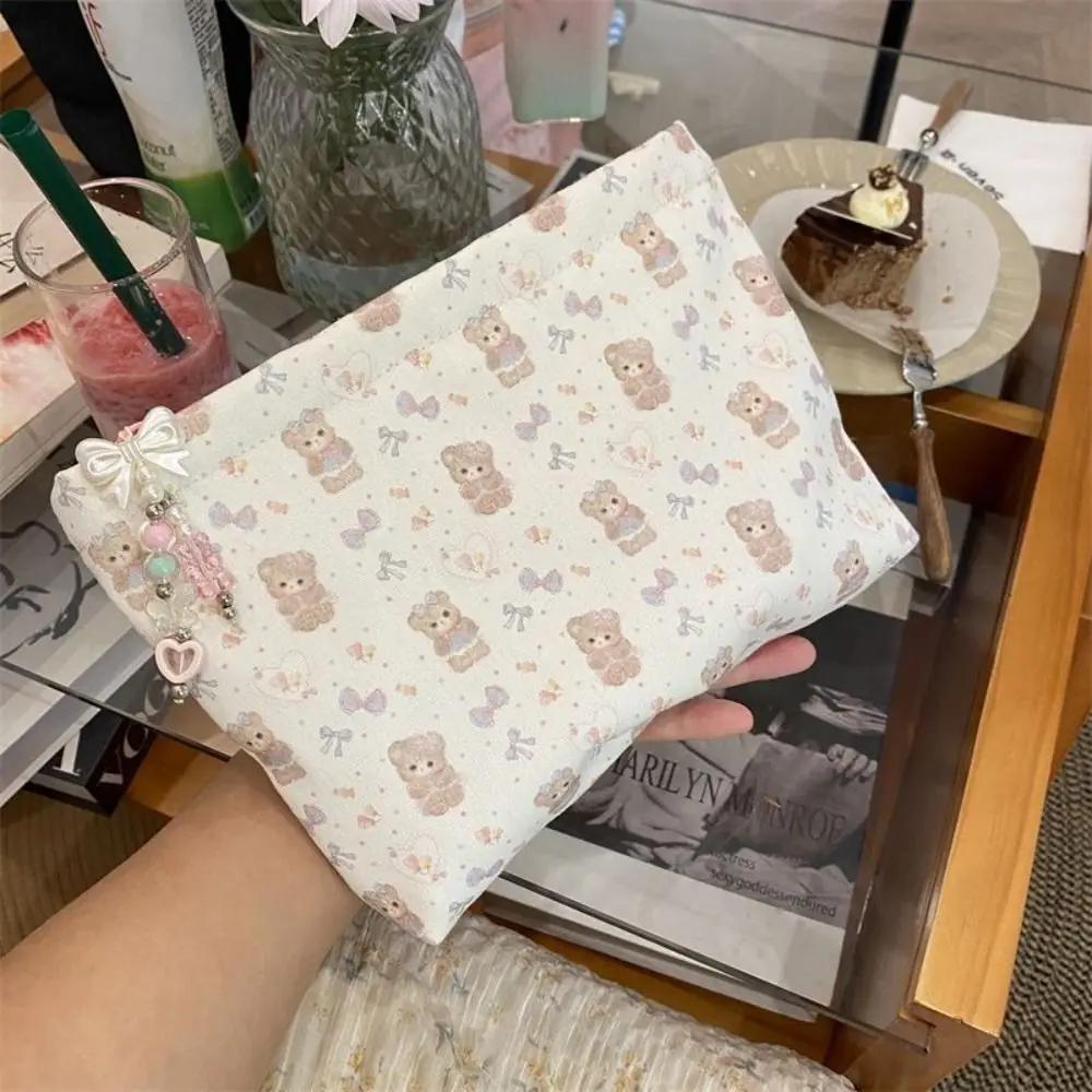 

Cute Large Capacity Cosmetic Bag Bear Canvas Storage Bag Headphone Bag