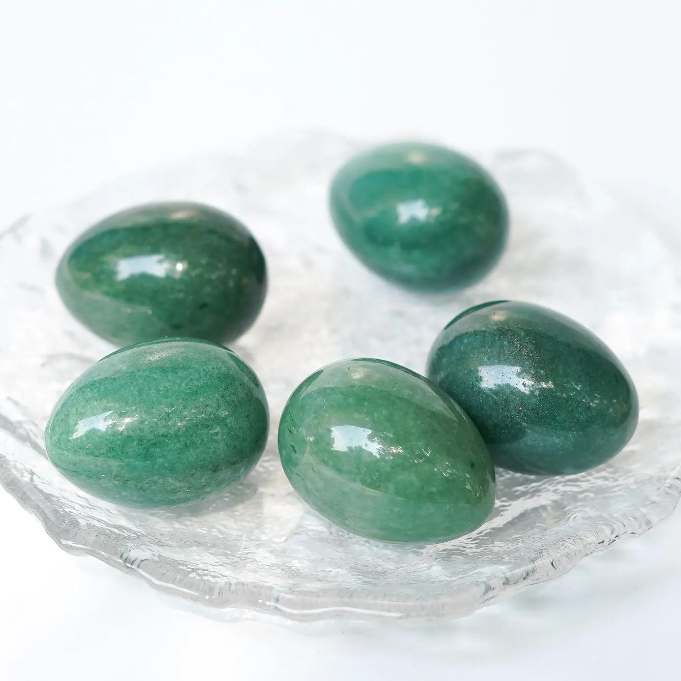 40*30mm Natural Green Aventurine Crystal Eggs With Wood Stand Natural Gemstone Bell Chakra Healing Reiki Stone Carved Crafts