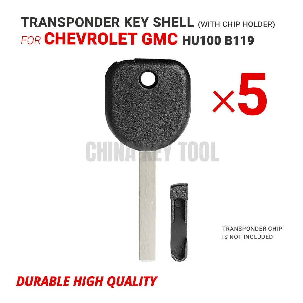 5x NEW Transponder Key Shell For Chevrolet,For GMC HU100 B119 with Chip Holder