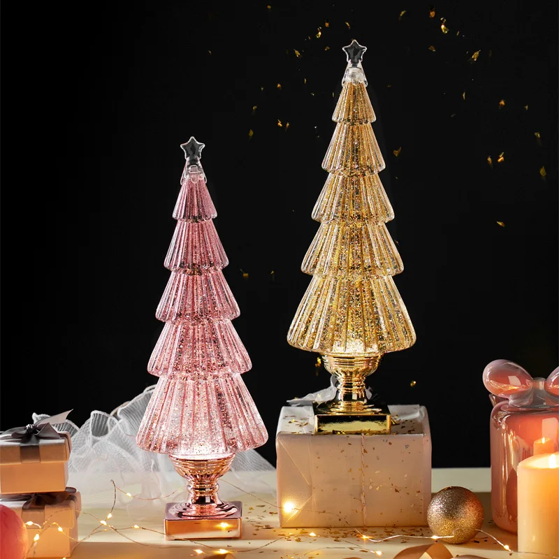 

Glowing Christmas Tree Christmas Supplies Ornament Snow Crystal Ball Music Box Girls Modern Children Gifts Home Decorations