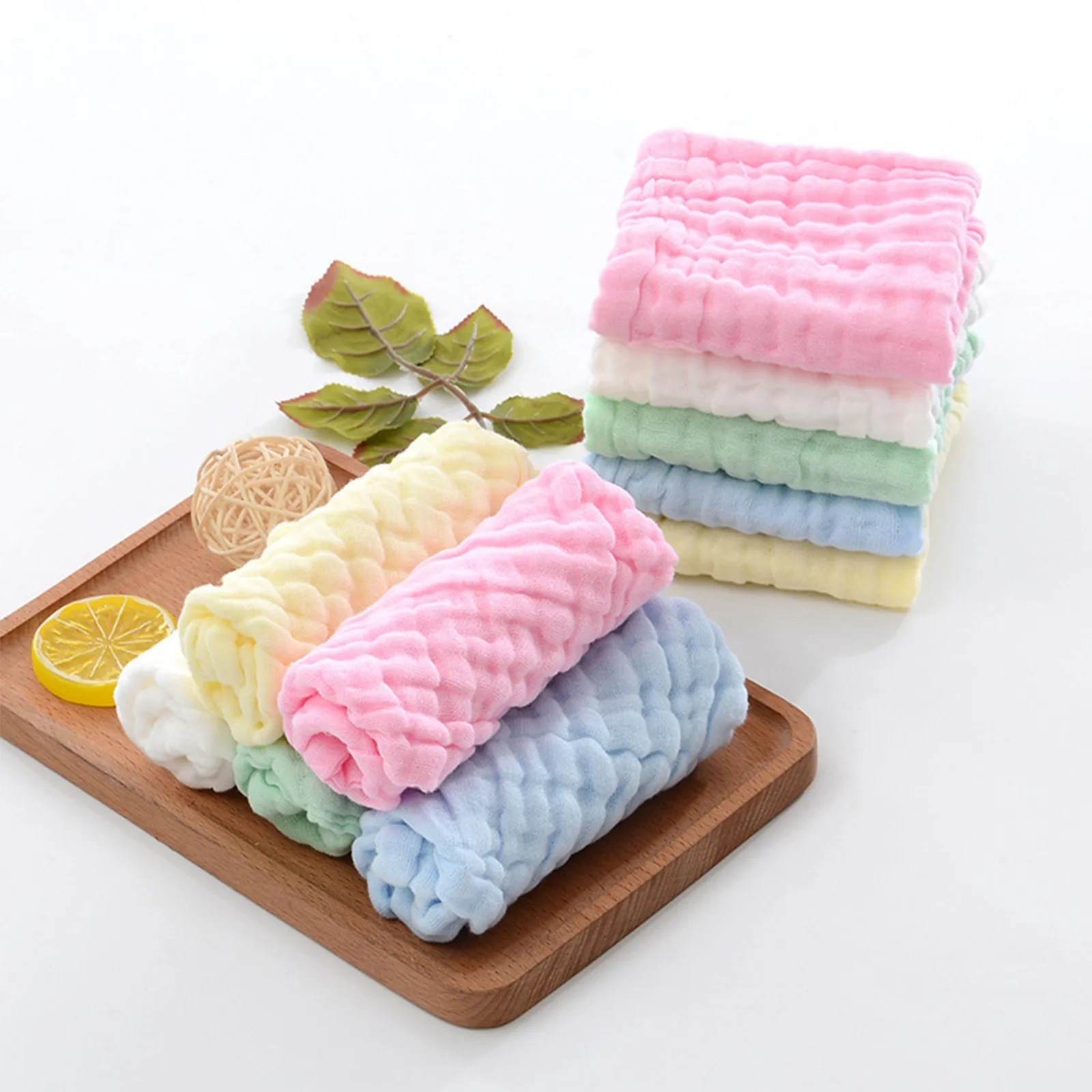 Baby Bath Face Towel Saliva Towels 5Pcs Soft Face Cotton Newborn Feeding Saliva Towels Washcloth Hand Towel Handkerchief 25x25cm