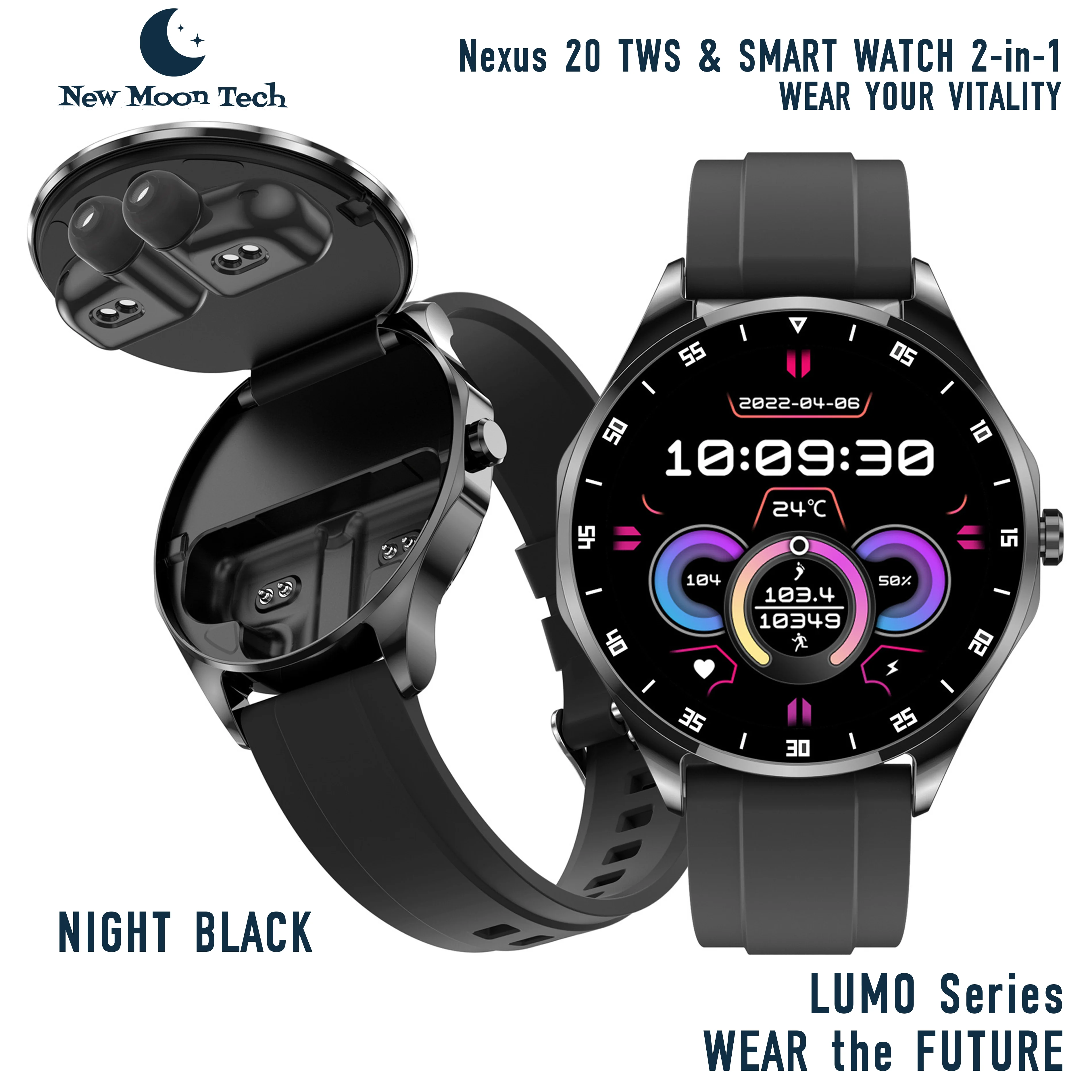 

Новые умные часы Moon Tech серии LUMO Nexus20 TWS Наушники и умные часы 2 в 1, спортивные часы с монитором сердечного ритма и сна, новинка