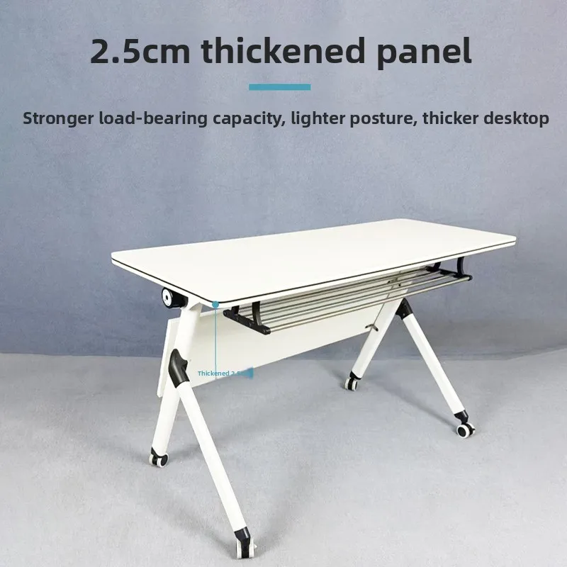 Folding conference table training table, movable splicing strip table with wheels, combination desk staff
