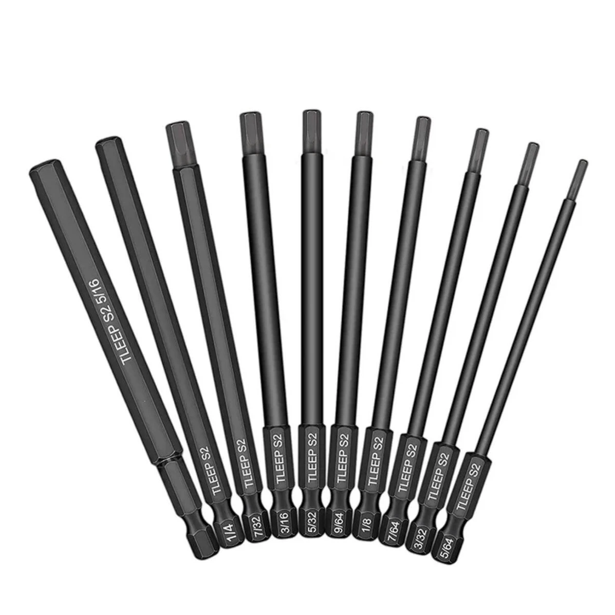 

10-Piece Hex Head Allen Wrench Drill Bit Set – 100mm Long, Magnetic Tips, for Screwdriver & Socket Tools