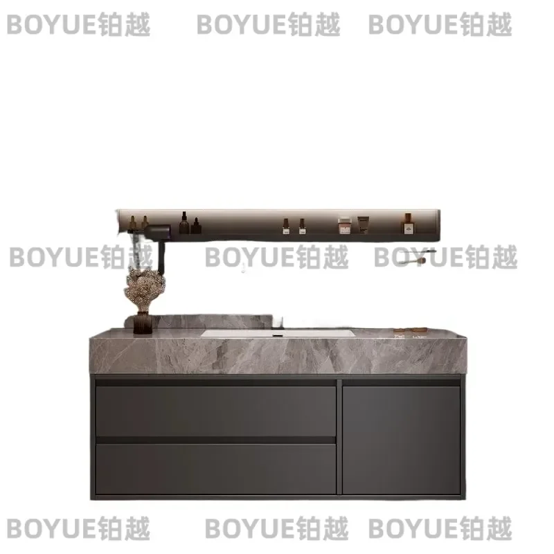 Modern Ceramic Integrated Basin Bathroom Vanity Cabinet Countertop Washbasin Sink Combo Unit for Toilet Area Home Decor