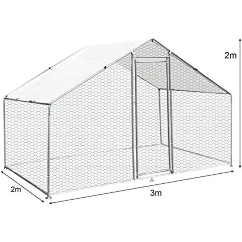 Large Chicken Coop Walk-in Metal Poultry Cage House Rabbits Habitat Cage Spire Shaped Coop with Waterproof